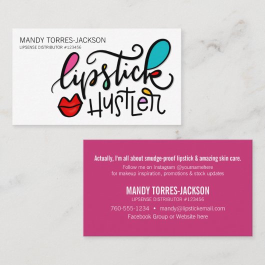 Lipstick Hustler Visitekaartje (Voorkant / Achterkant)