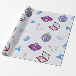 Lipstick, kam en poederdoos, blush, parfum cadeaupapier