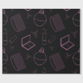 Lipstick, kam en poederdoos, blush, parfum cadeaupapier (Vlak)