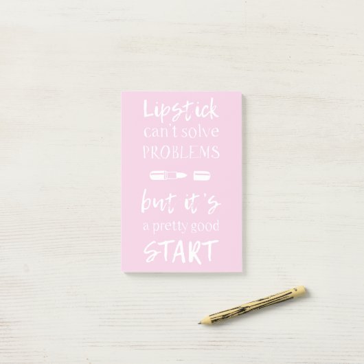 Lipstick kan problemen niet oplossen post-it® notes (Op bureau)