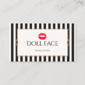  lipstick Kiss Black White Striped Visitekaartje (Voorkant)