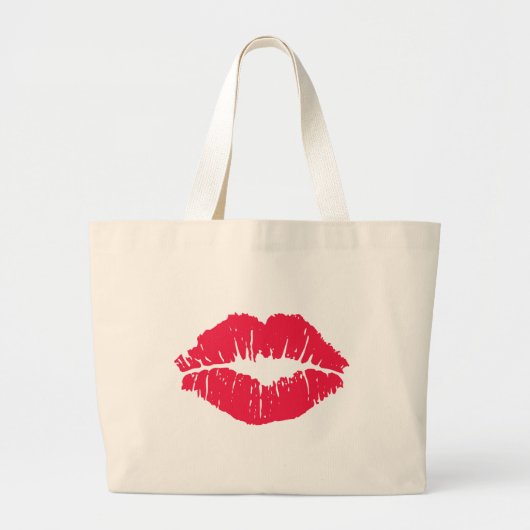 Lipstick Kiss Grote Tote Bag (Voorkant)