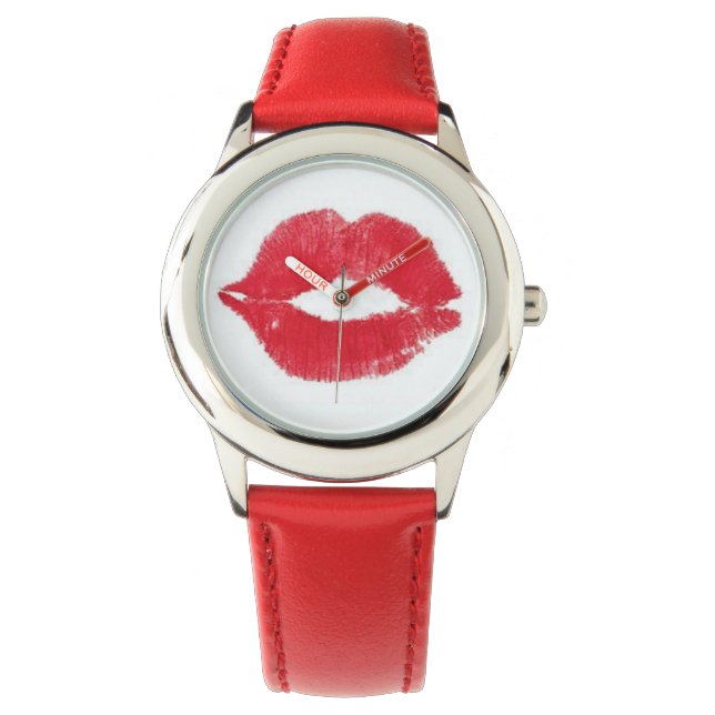 Lipstick Kiss Horloge (Voorkant)