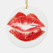 Lipstick Kiss Keramisch Ornament (Voorkant)