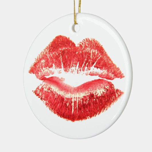 Lipstick Kiss Keramisch Ornament (Links)