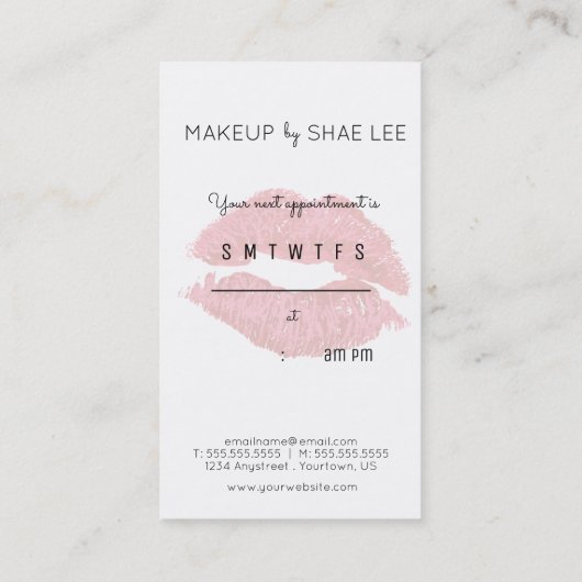 Lipstick Kiss Makeup Artist Appointinder Afsprakenkaartje (Achterkant)