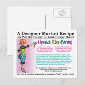Lipstick Kiss Martini Recept Briefkaart (Voorkant / Achterkant)