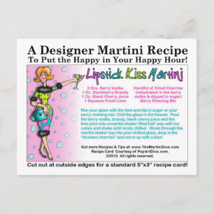 Lipstick Kiss Martini Recept Briefkaart