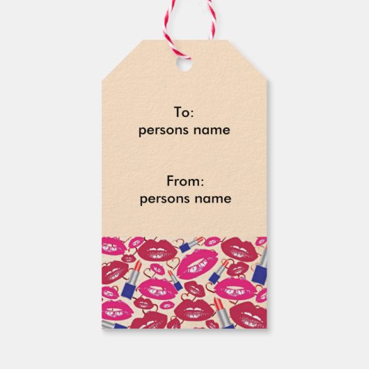 Lipstick Kiss Pattern Cadeaulabel (Achterkant)