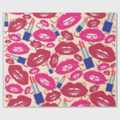 Lipstick Kiss Pattern Cadeaupapier (Vlak)