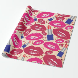 Lipstick Kiss Pattern Cadeaupapier