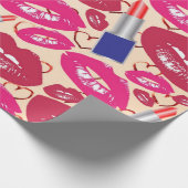 Lipstick Kiss Pattern Cadeaupapier (Hoek)