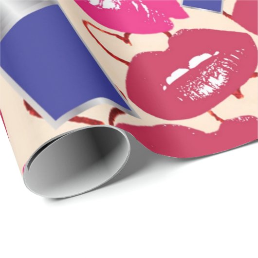 Lipstick Kiss Pattern Cadeaupapier (Rol Hoek)