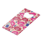 Lipstick Kiss Pattern Creditkaart Flessenopener (Achterkant Gekanteld)