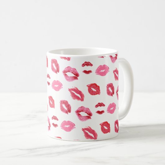 Lipstick Kiss Pattern Koffiemok (Voorkant rechts)