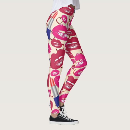 Lipstick Kiss Pattern Leggings (Rechts)