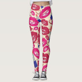 Lipstick Kiss Pattern Leggings (Voorkant)