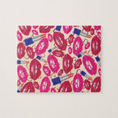 Lipstick Kiss Pattern Legpuzzel (Horizontaal)