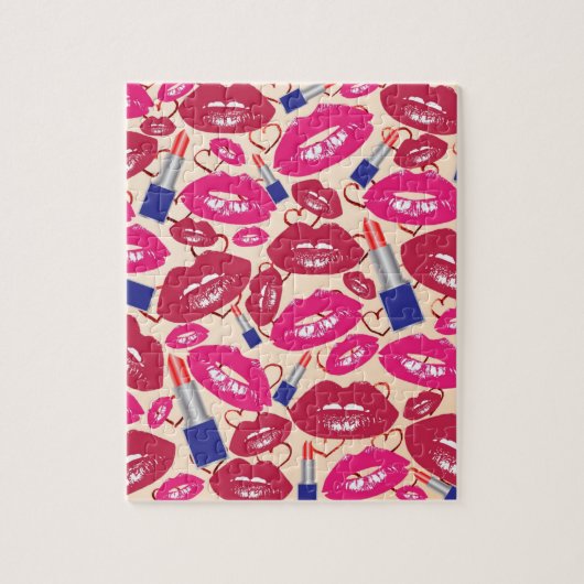 Lipstick Kiss Pattern Legpuzzel (Verticaal)