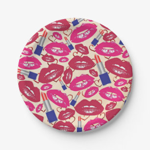 Lipstick Kiss Pattern Papieren Bordje