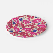 Lipstick Kiss Pattern Papieren Bordje (Gekanteld)