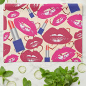 Lipstick Kiss Pattern Theedoek (Gevouwen)