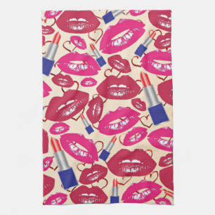 Lipstick Kiss Pattern Theedoek