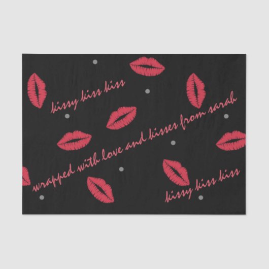 Lipstick Kiss Pattern Valentijnsdag Tissue Paper Tissuepapier (Voorkant)