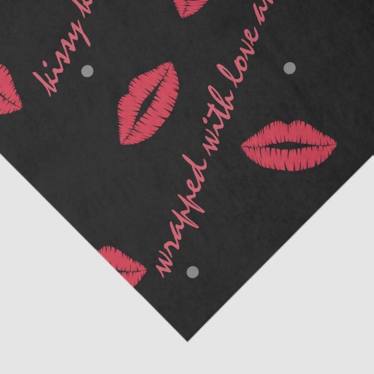 Lipstick Kiss Pattern Valentijnsdag Tissue Paper Tissuepapier (Detail)