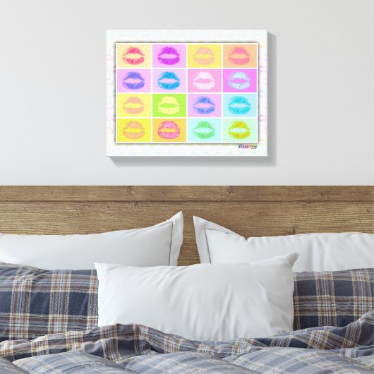 Lipstick KISS Pop Art Gallery Wrapped Canvas (Insitu (Slaapkamer))