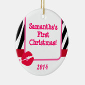 Lipstick Kiss Print Personalized Name Ornament (Rechts)