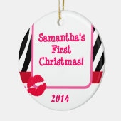 Lipstick Kiss Print Personalized Name Ornament (Links)