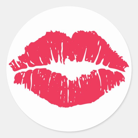 Lipstick Kiss Ronde Sticker (Voorkant)