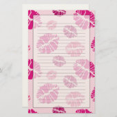 Lipstick Kiss Shape Print Patroon Briefpapier (Voorkant / Achterkant)