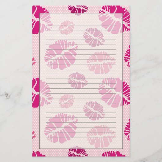 Lipstick Kiss Shape Print Patroon Briefpapier (Voorkant)