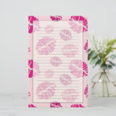 Lipstick Kiss Shape Print Patroon Briefpapier (Staand voorkant)