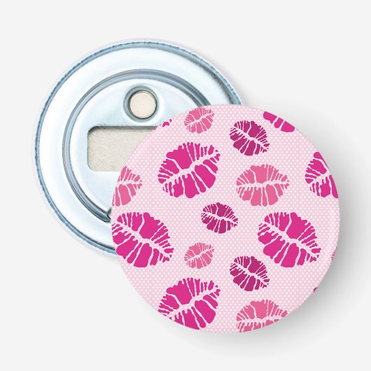 Lipstick Kiss Shape Print Patroon Button Flesopener (Voorkant)