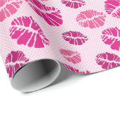 Lipstick Kiss Shape Print Patroon Cadeaupapier (Rol Hoek)