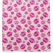 Lipstick Kiss Shape Print Patroon Douchegordijn (Voorkant)