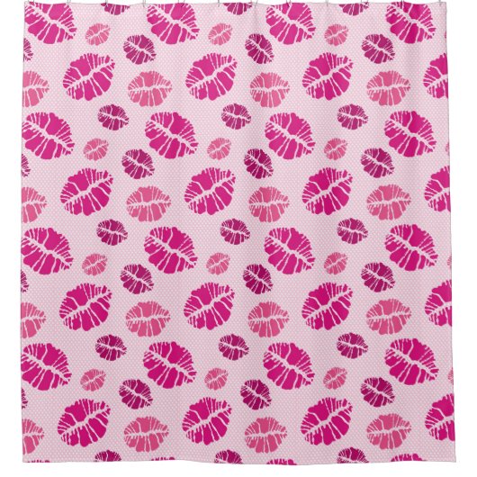 Lipstick Kiss Shape Print Patroon Douchegordijn (Voorkant)