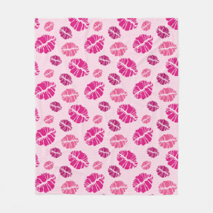 Lipstick Kiss Shape Print Patroon Fleece Deken