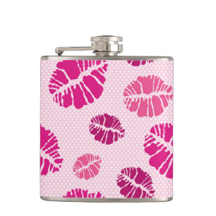 Lipstick Kiss Shape Print Patroon Heupfles