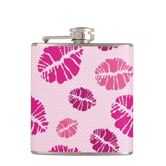 Lipstick Kiss Shape Print Patroon Heupfles (Voorkant)