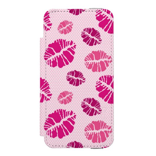 Lipstick Kiss Shape Print Patroon Incipio iPhone Portemonnee Hoesje (Voorkant Agenda)