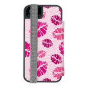 Lipstick Kiss Shape Print Patroon Incipio iPhone Portemonnee Hoesje (Agenda Achterkant)