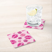 Lipstick Kiss Shape Print Patroon Kartonnen Onderzetters (Insitu)