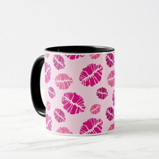 Lipstick Kiss Shape Print Patroon Mok (Voorkant links)