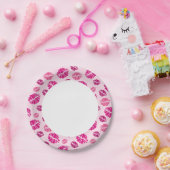 Lipstick Kiss Shape Print Patroon Papieren Bordje (Feest)