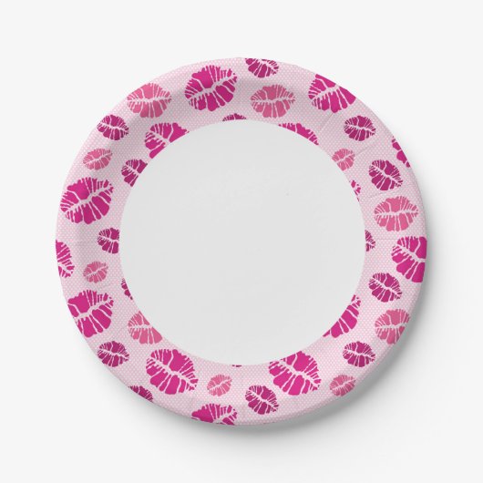 Lipstick Kiss Shape Print Patroon Papieren Bordje (Voorkant)