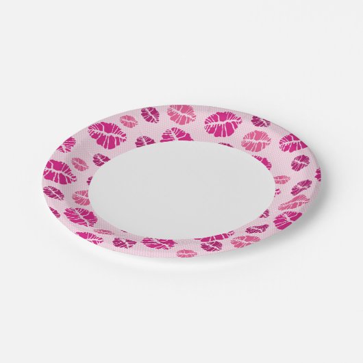 Lipstick Kiss Shape Print Patroon Papieren Bordje (Gekanteld)
